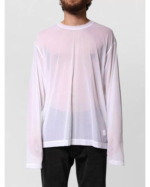 Dolce & Gabbana White Nylon Long-Sleeve Crewneck T-Shirt for men