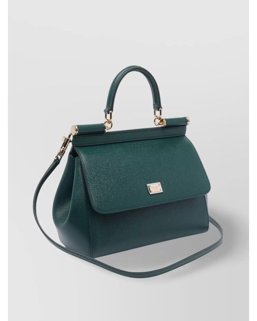 Dolce & Gabbana Green Sicily Medium Leather Cross-Body Bag
