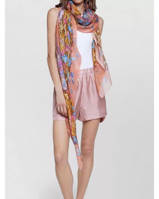 Faliero Sarti Pink Roma Silk Blend Stole Artistic Pattern