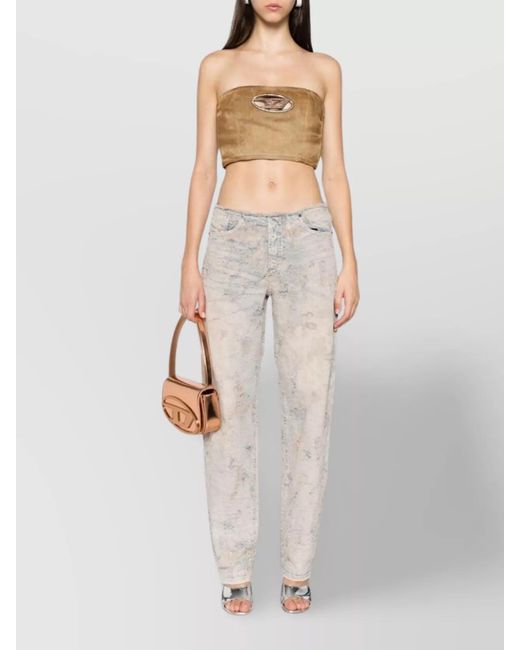 DIESEL Natural Denim Strapless Cropped Top