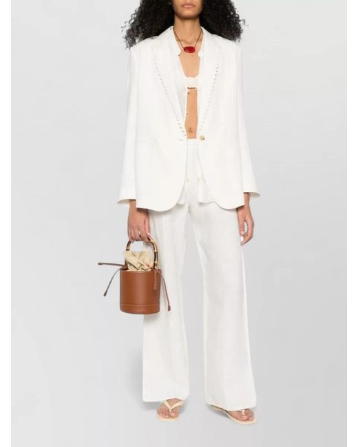 Forte_forte White Linen Trousers Wide Leg Side Slits