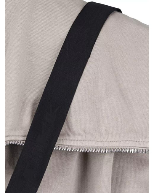 Rick Owens Gray Hooded Sweatshirt Jacket Adjustable Hem Pockets for men