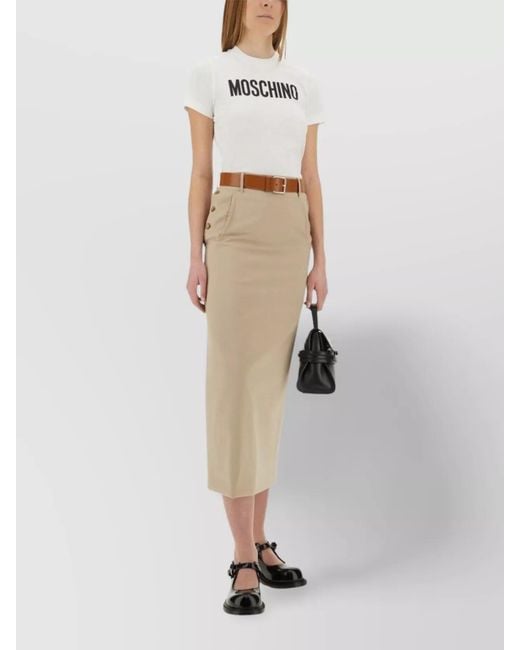 Moschino White Virgin Wool High-Rise Maxi Skirt