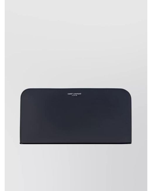Saint Laurent Blue Grained Leather Rectangular Wallet for men