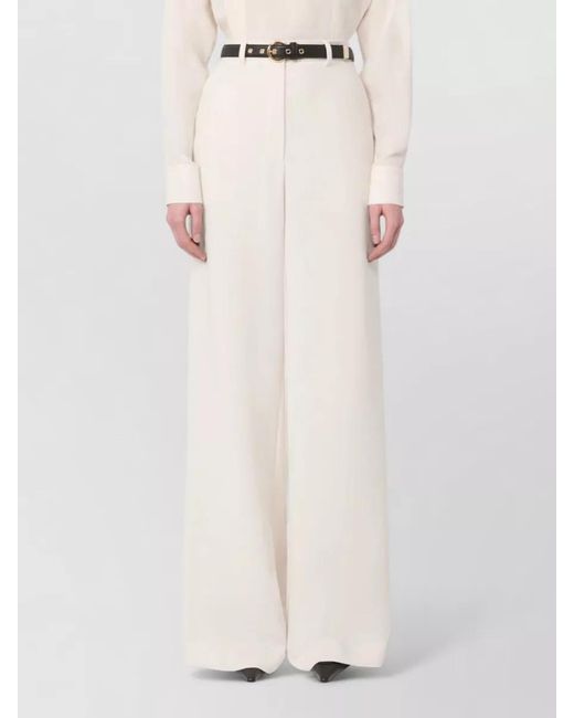 Max Mara White High-Rise Wide-Leg Trousers