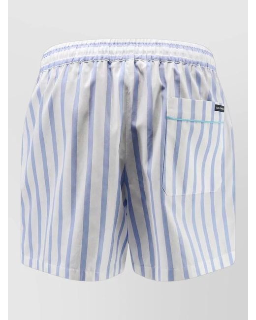 Dolce & Gabbana Blue Silk Cotton Shorts Elastic Waistband Stripes