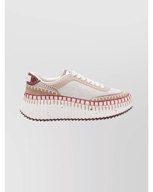 Chloé Pink Casual Low Top Sneakers With Chunky Sole