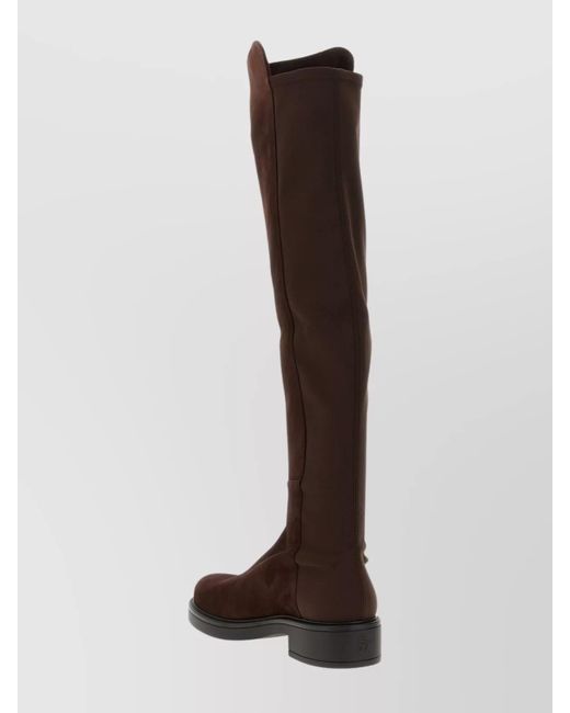 Stuart Weitzman Brown Over-The-Knee Block Heel Round Toe Boots