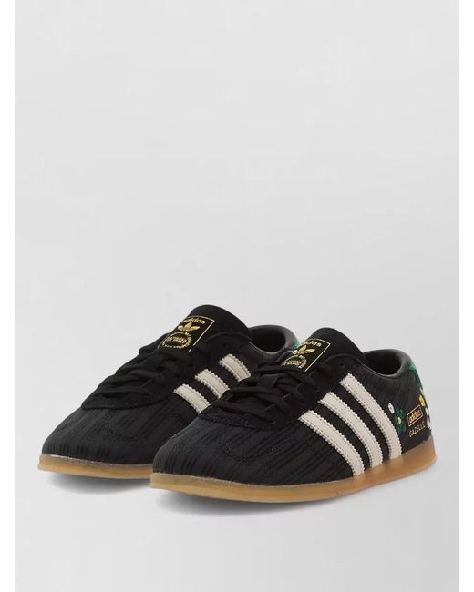 Adidas Black Gazzelle Lo Pro Sneakers Contrast Stripes Embroidery