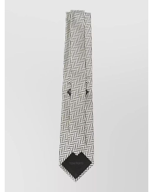 Tom Ford White Silk Geometric-Pattern Tie for men