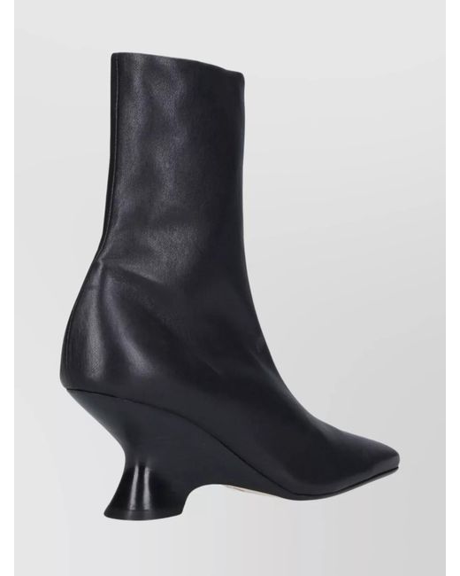 Dries Van Noten Black Leather Ankle Boots