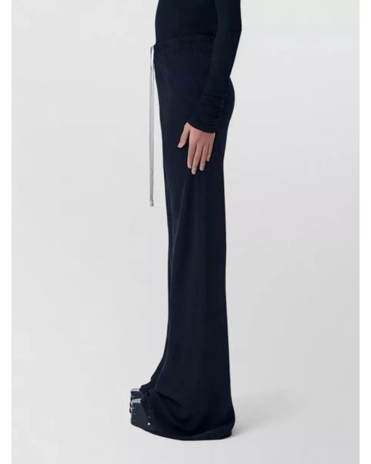 Rick Owens Black Silk High-Rise Wide-Leg Trousers