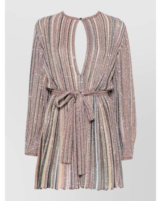 Missoni Multicolor Embroidered Zigzag Knit Mini Dress