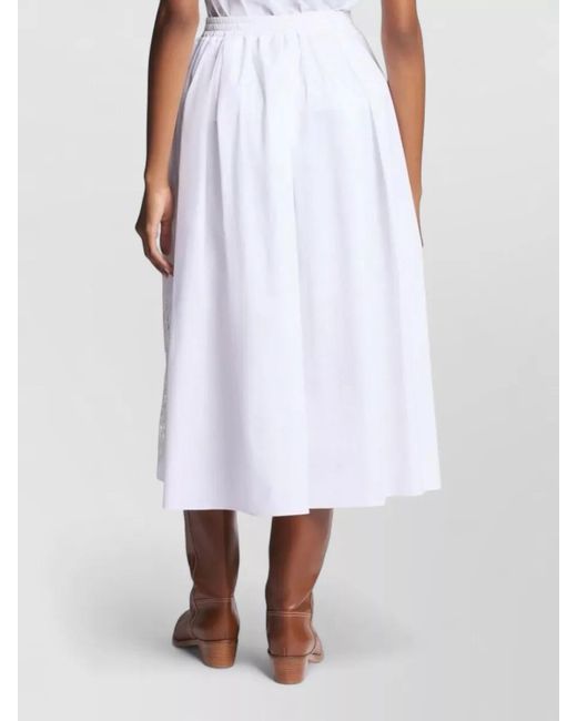 Fay White Cotton A Line Lace Midi Skirt