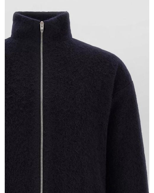 Jil Sander Blue Zip Jacket High Collar Long Sleeves for men
