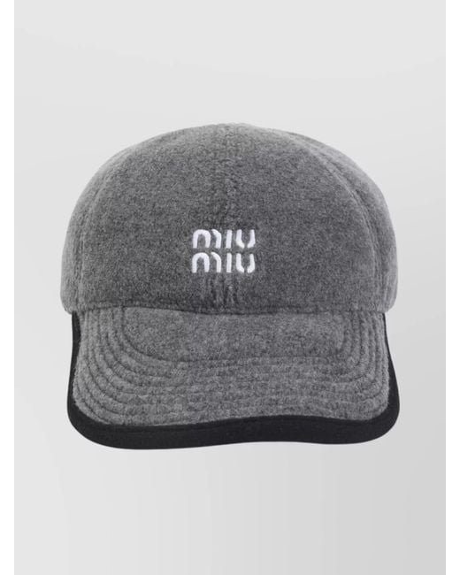 Miu Miu Gray Flannel Baseball Cap