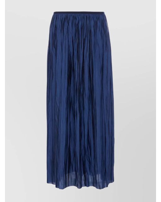 Roberto Collina Blue Crinkled Texture Pleated Skirt With Sheer Overlay