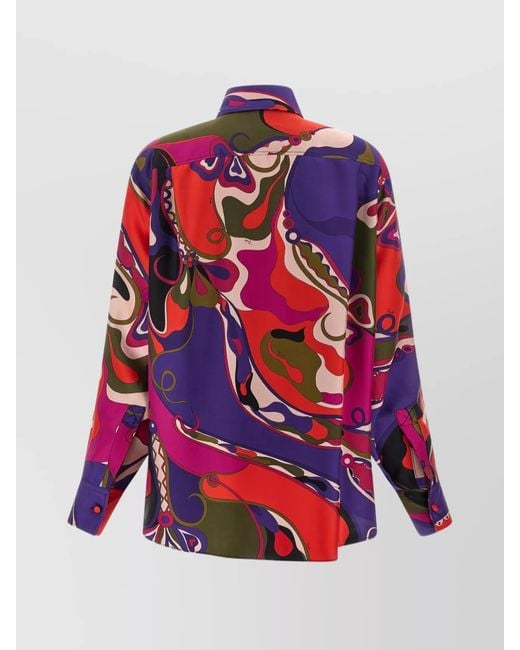 Emilio Pucci Red Silk Printed Shirt