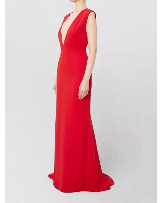 Solace London Red Althea Deep Neckline Maxi Dress