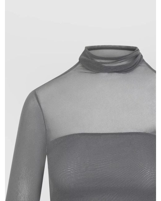 Lemaire Gray Sheer Draped Open-Back Sleeveless Top