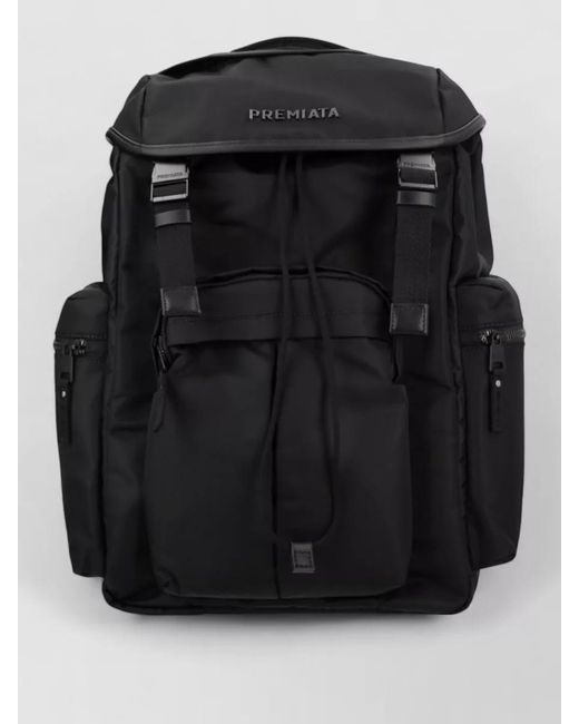 Premiata Black Backpack Top Handle Adjustable Shoulder Straps for men