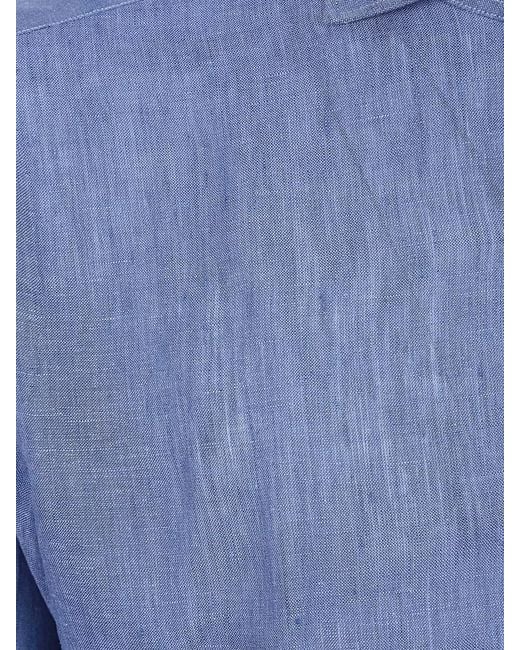 Barba Napoli Blue Long Sleeve Shirt Buttoned Cuffs Design for men