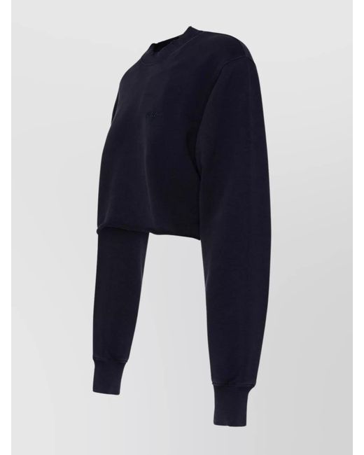 Ambush Blue Ribbed Loose-Fit Cotton Sweatshirt