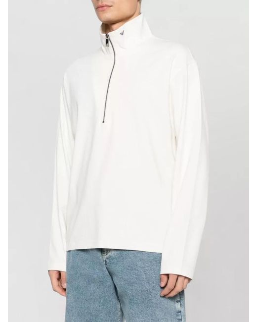 Emporio Armani White Half-Zip Pullover for men