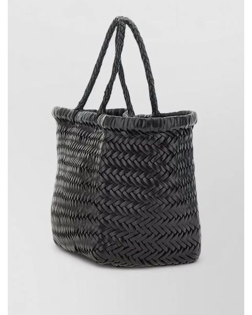 Dragon Diffusion Black Rectangular Beach Bag Woven Dual Handles