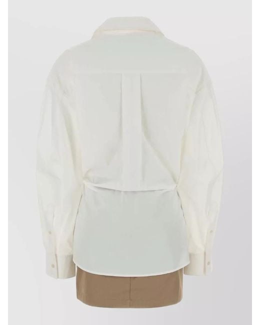 Alexander Wang White Poplin Mini Dress Asymmetric Design Long Sleeves