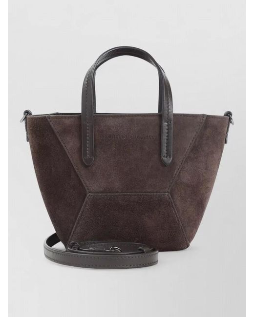 Brunello Cucinelli Brown Mini Suede Tote Bag Top Handles Strap