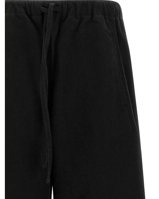 Entire studios Black Cotton Loose Barrel-Leg Drawstring Shorts for men