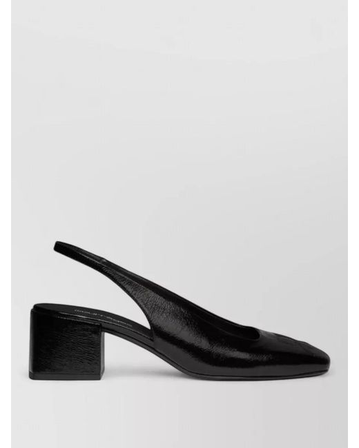 Courreges Black Heritage Slingback Pumps Block Heel Square Toe