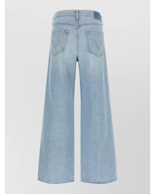 Mother Blue Wide Leg Denim Trousers Five Pocket Design