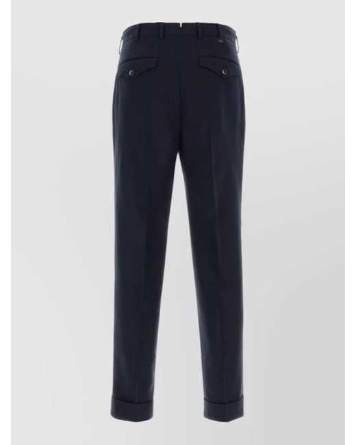 PT Torino Blue Cotton Blend Tailored Pants Front Pleats for men