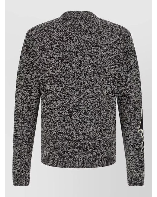 Valentino Garavani Gray Panthère Crew Neck Sweater Patterned Knit for men
