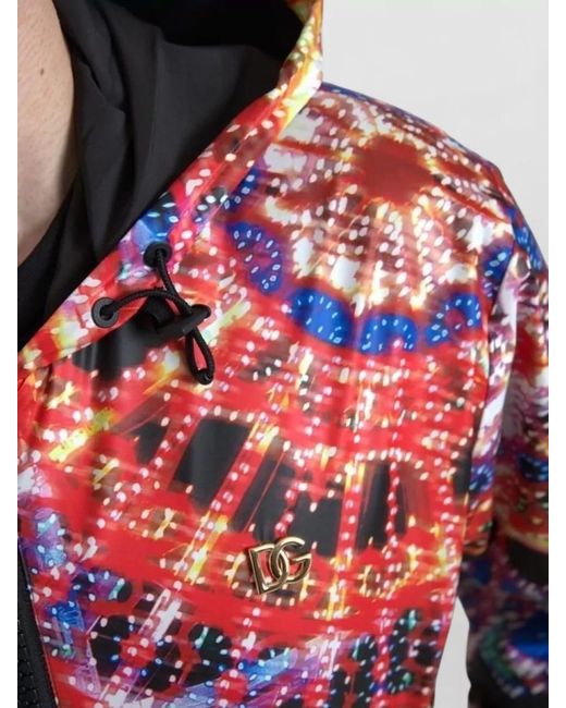 Dolce & Gabbana Black Printed Hooded Jacket for men