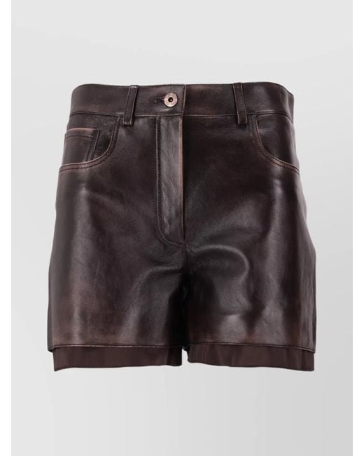 Miu Miu Black Leather Shorts