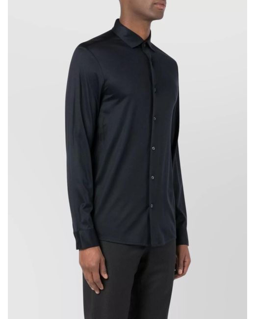 Emporio Armani Blue Curved Hem Logo Shirt for men