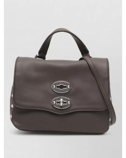 Zanellato Gray Postina Saeta Baby Leather Crossbody Bag