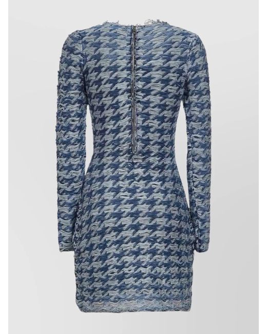 DIESEL Blue Denim Slim-Fit Houndstooth Mini Dress