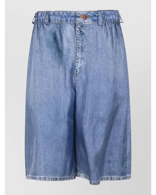 Pierre Louis Mascia Blue Silk Knee-Length Shorts