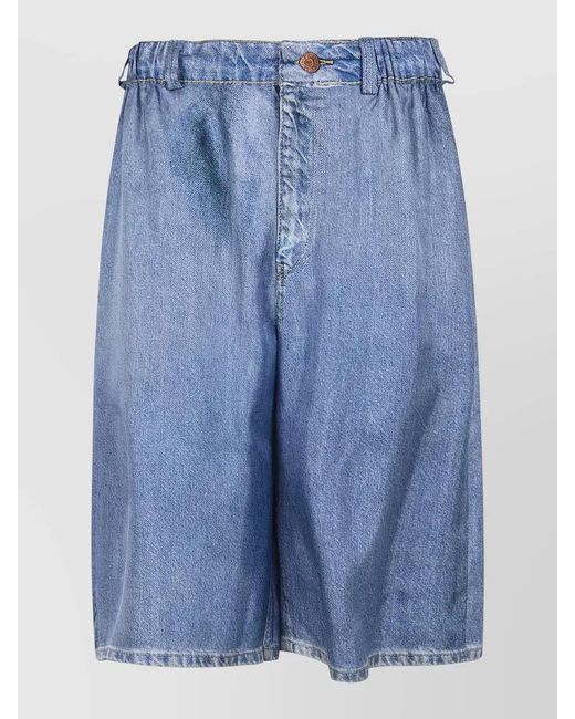 Pierre Louis Mascia Blue Silk Knee-Length Shorts
