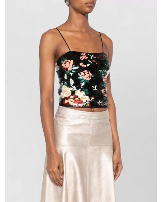 Forte_forte Gray Sequined Floral-Print Bralette Top