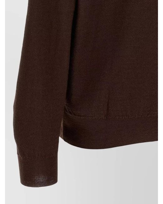 Lemaire Brown Relaxed Fit V Neck Rib Knit Cardigan