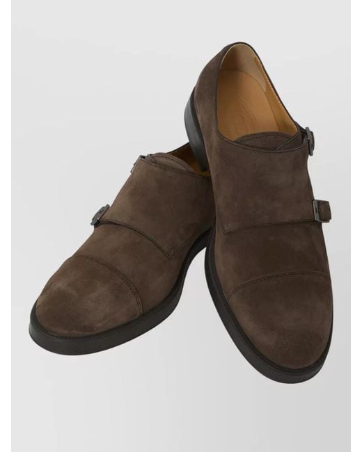 Tod's Brown Suede Leather Double Buckle Monk Shoes for men