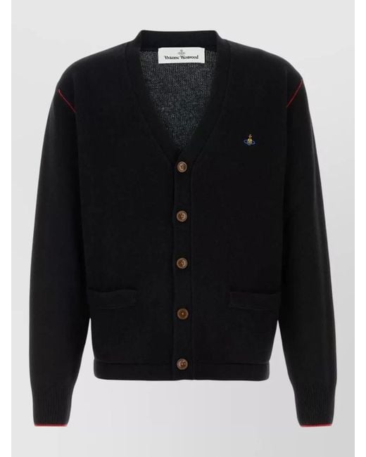 Vivienne Westwood Black Wool Blend Alex Cardigan V Neckline for men