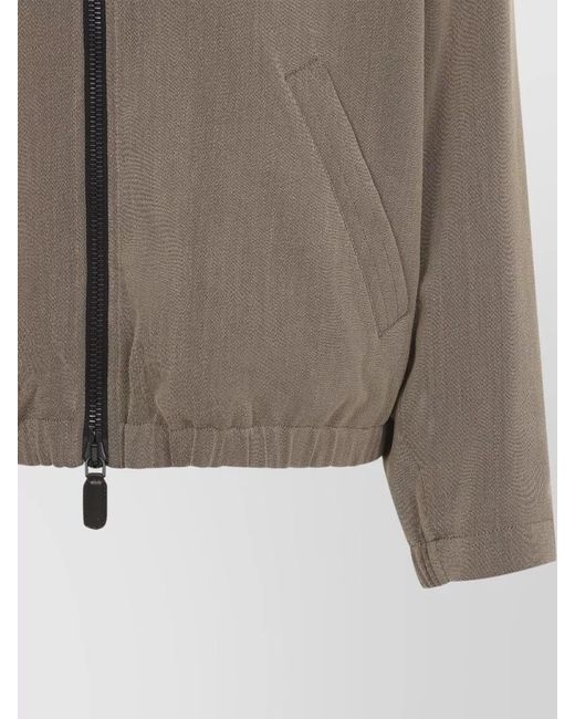 Giorgio Armani Brown Shearling Collar Padded Blouson Jacket for men