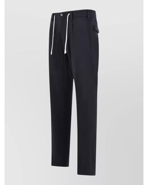 Eleventy Blue Wool Blend Trousers Side And Back Pockets for men