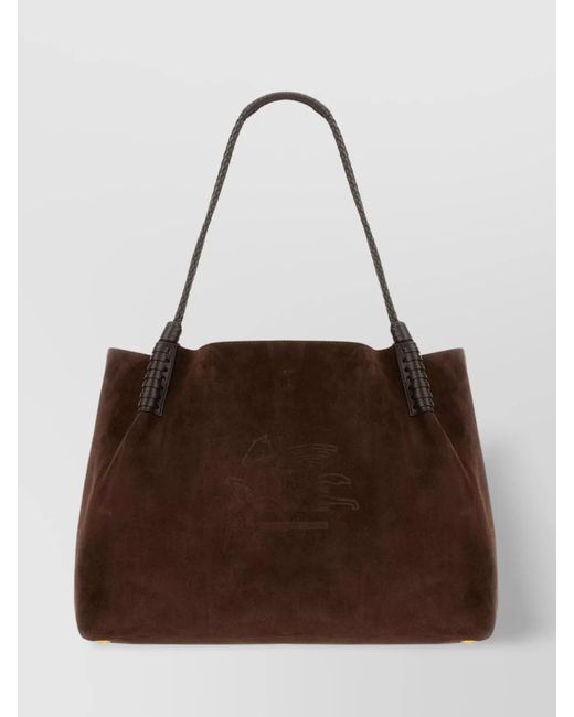 Etro Brown Shoulder Bags With Dual Handles And Rectangular Shape
